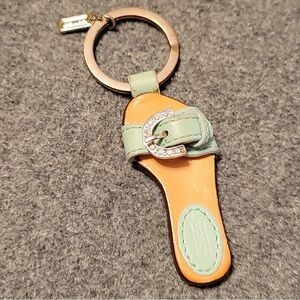 Coach RARE Vintage Mint Green and Tan Sandal Keychain